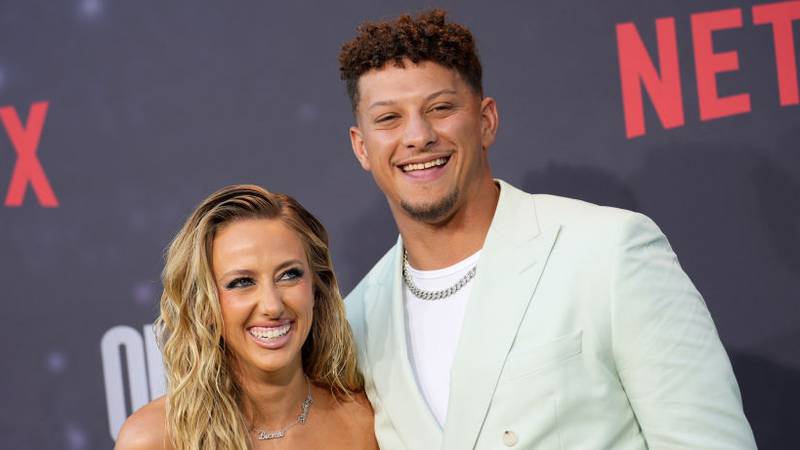 HOLLYWOOD, CALIFORNIA - JULY 11: Brittany Mahomes and Patrick Mahomes attend the Los Angeles Premiere Of Netflix's "Quarterback" at TUDUM Theater on July 11, 2023 in Hollywood, California. (Photo by JC Olivera/Getty Images)