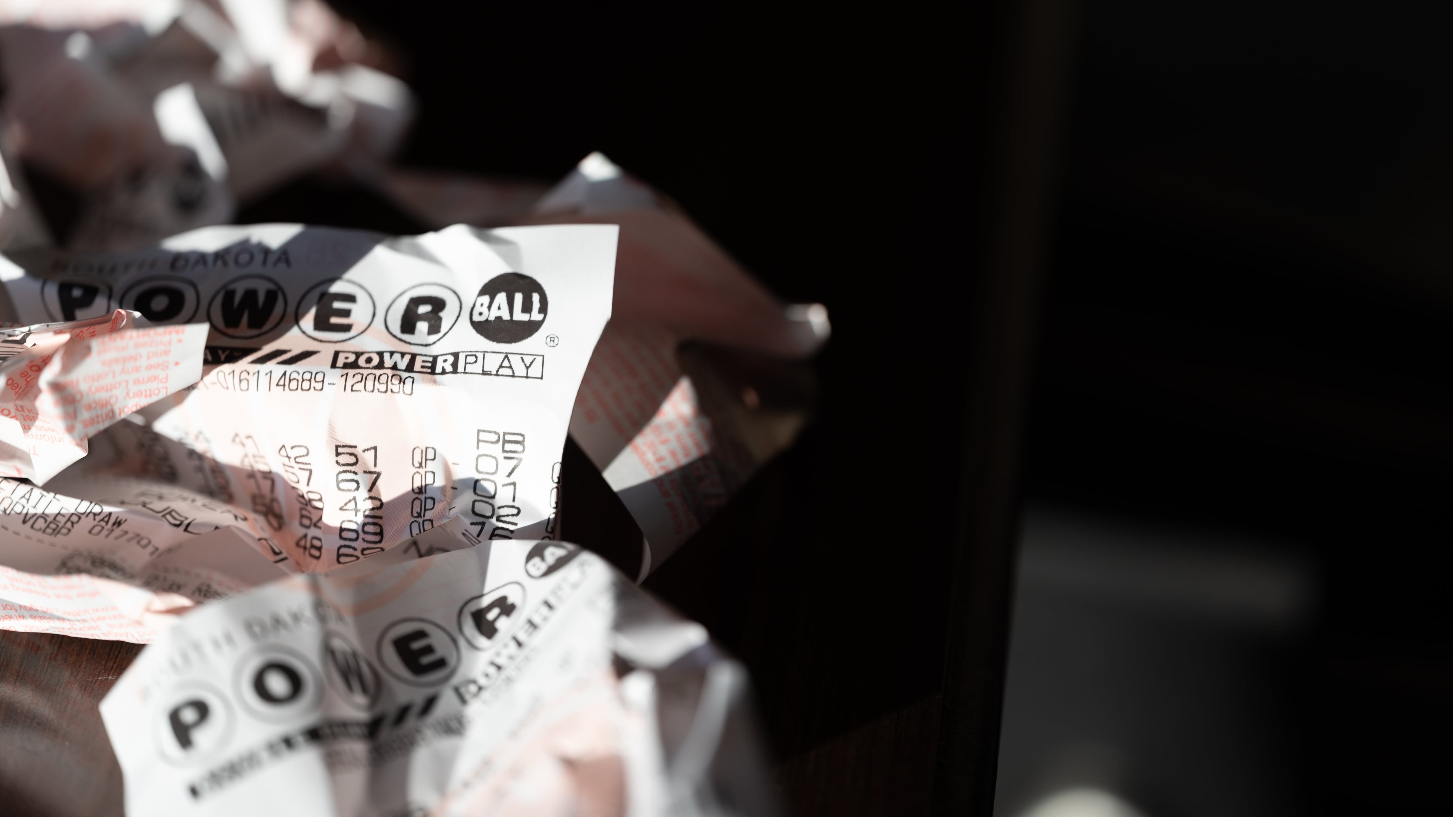 Crumpled Powerball tickets