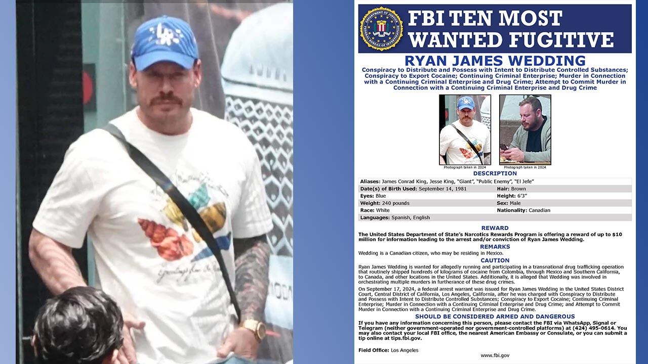 Ryan Wedding and FBI wanted poster