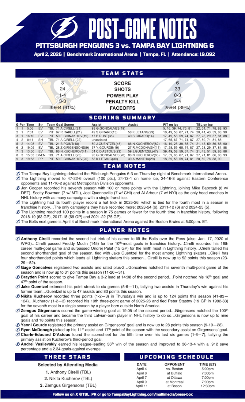 WHPT 102.5 The Bone NHL Tampa Bay Lightning Pittsburgh Penguins